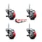 Service Caster 3 Inch Red Polyurethane Wheel Swivel 34 Inch Threaded Stem Caster Set with Brake SCC SCC-TS20S314-PPUB-RED-TLB-34212-4 - alternate 4